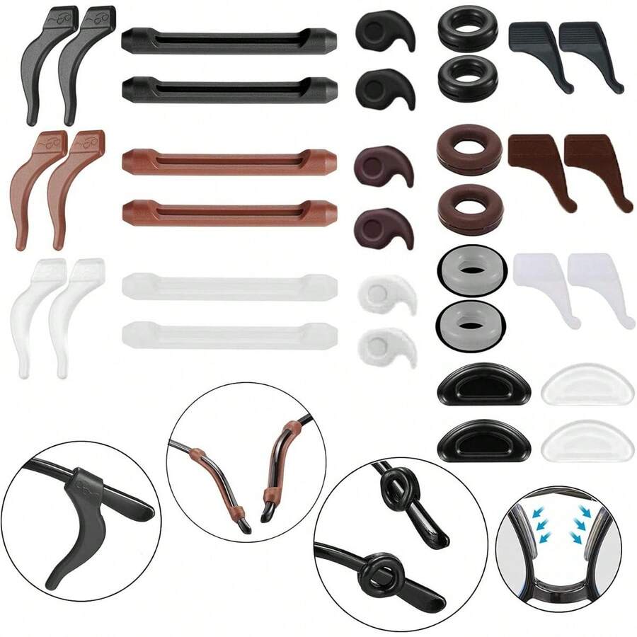 Local Delivery-34PCS Eyeglasses Retainers Silicone Glasses Temple Holders Anti-Slip Protectors Comfort Eyewear Spectacle   Glasses Stoppers Ear Grip Hooks… (Eyeglasses Retainers-34PCS-Black) - Eyeglasses Retainers-34pcs - View 1