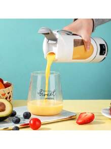 RAF 1 pieza Licuadora portátil inalámbrica de 450ml, máquina exprimidora eléctrica, licuadora de frutas mini recargable USB con 10 cuchillas y doble taza, licuadora multifuncional para procesar alimentos en casa u outdoors, perfecta para verduras, frutas y batidos