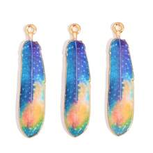 8pcs Mixed Bohemian Style Feather & Dye-Print Metal Small Pendants For Women's Bracelet, Earring, Necklace, Dream Catcher, Keychain