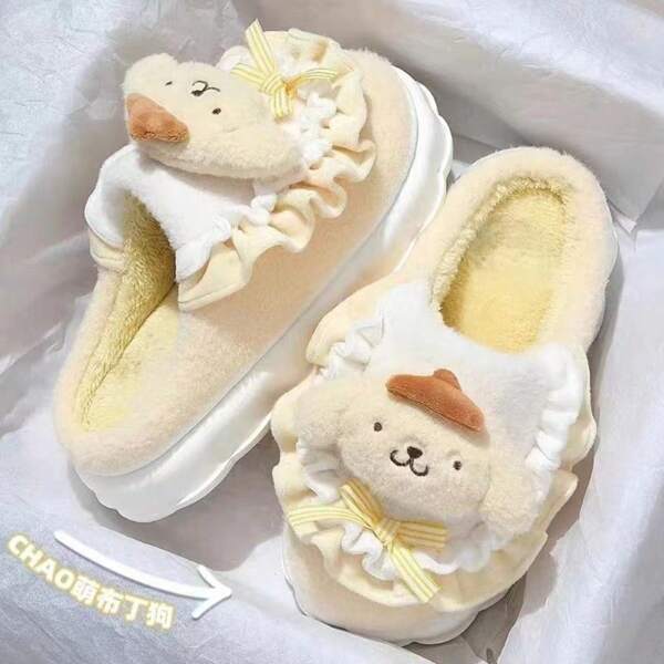 Sanrio Sanrio Indoor Slippers, Kuromi Cotton Slippers, Casual Indoor Slippers, Creative 3D Design, Adorable Kuromi Slippers