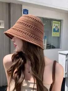 4 Colors Available, 2025 New Summer Hollow-Out Bucket Hat For Women, Breathable Thin Sun Hat, Stylish Bucket Sun Hat