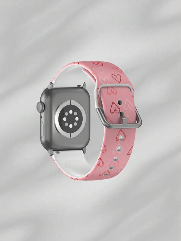 1pc Dual-Color Heart-Shaped Soft Elastic Breathable Comfortable Wristband Replacement Strap For Apple Watch 38mm 40mm 41mm 45mm 44mm 42mm 49mm, Fashionable Casual Multi-Color Silicone Watch Band Compatible With Apple Watch Ultra Series S10/SE/9/8/7/6/5/4/3/2/1 Smartwatch