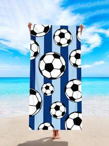 1 Stück Fußball blau gestreiftes Strandtuch, Oversized superweiches Mikrofaser Stranddecke mit starker Wasseraufnahme, geeignet für Reisen, Schwimmbad, Tauchen, Surfen, Yoga, Camping, Strandaccessoire, Strandutensilien, in verschiedenen Farben erhältlich, Poolschwimmer