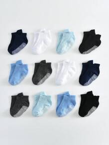 6 Pairs/12 Pairs Baby Anti-Slip Ankle Socks With Non-Slip Rubber Sole, Suitable For Infant, Toddler, Boys And Girls