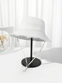 1pc Single-Sided Embroidered Solid Color Thin Bucket Hat, Women's Sun Protection, Korean Style Casual Versatile Sun Hat