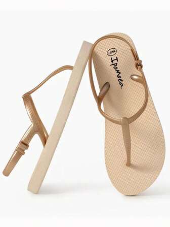 Sandalias de mujer con suela blanda color caqui, con detalles texturizados en la parte superior, antideslizante y duraderas, cómodas sandalias para primavera/verano
