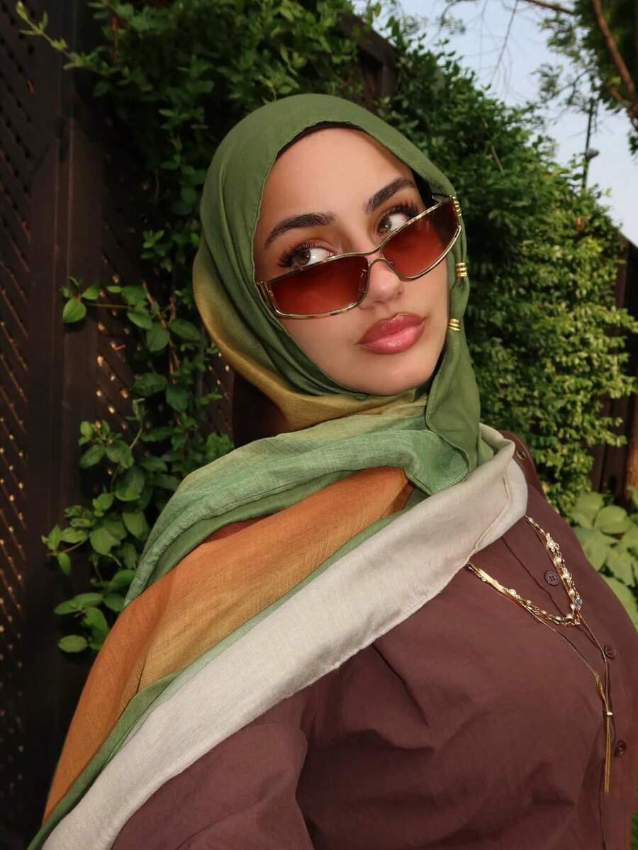 1 件女士波西米亚风格水彩印花头巾/围巾，适合户外和日常穿着面纱服装