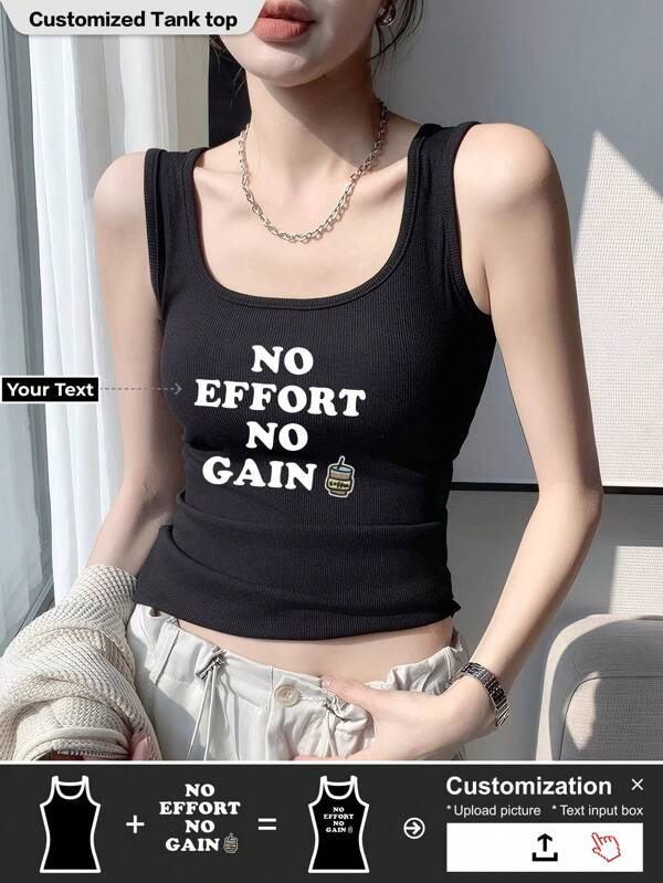 Customized Personalized Sleeveless Women's Vest,T-Shirt,Upload Your Design/Slogan, Personalized Title : Yoga, Sports, Fitness, Party, Vacation, Daily Casual, Simple And Fashionable.Gifts,Custom T-Shirt.