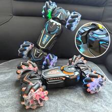 1 Peça Carro de Controle Remoto 2.4GHz, Carro de Manobra Potente 4WD, Design de Navio de Guerra Futurista Recarregável com Luzes Coloridas, Compatível com Sensoriamento de Gestos, Carro de Brinquedo para Crianças e Meninos, Presente de Aniversário