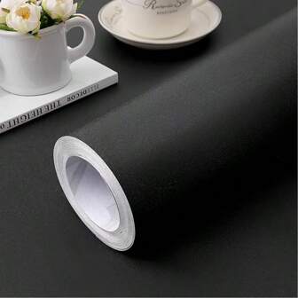 1 Rool Matte Black Wallpaper Plain Vinyl Film,Peel And Stick Wallpaper Black Contact Paper For Cabinets And Drawers Removable Wall Paper Self Adhesive Vinyl Film Roll Easy To Apply Bathroom Home Decor Counter Top Covers Wall Stickers Room Decor Wall Decor Wall Sticker