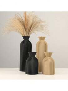 Vase décoratif en plastique, vase combiné, style bohème, ornements de vase rétro, vase élégant pour la ferme, vase noir vintage pour la décoration de la maison, centre de table, bibliothèque, bureau, salon, chambre à coucher, vase à fleurs en verre