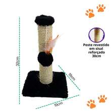 Cat Scratching Post With Exclusive Sisal Toy - 黑色 - 查看 6