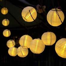 1 pieza Luz de cadena solar blanca para exteriores de 5M con 10 LED/8M con 20 LED, con 8 modos de iluminación, adecuada para bodas, jardín, fiestas y decoración de patios - Cadena de luces solares blancas - Ver 8