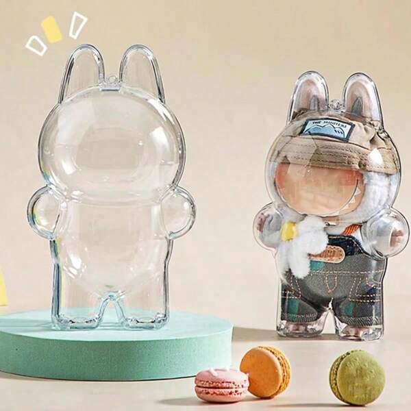 1pc Figurine Protective Case For Labubu, Clear Hanging Storage Box, Plastic Protective Cover. Suitable For: Plush Toys, Ceramic Decor, Figurine Accessories (Figurine Not Included, With Hanging Hook), Valentine's Day Gifts, Birthday Party Gifts, Christmas Gifts Graduation, Compatible With Labubu