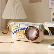 2 In 1 Large Capacity Stationery Pouch With Hook And Loop Closure, Multi-Layer Design Pencil Case For Storage And Organization, Pencil Pouch, School Bag School Supplies, Back To School