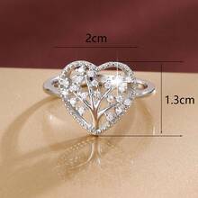 1pc Fashion Christmas Tree Shape Heart Design Cubic Zirconia Women Ring