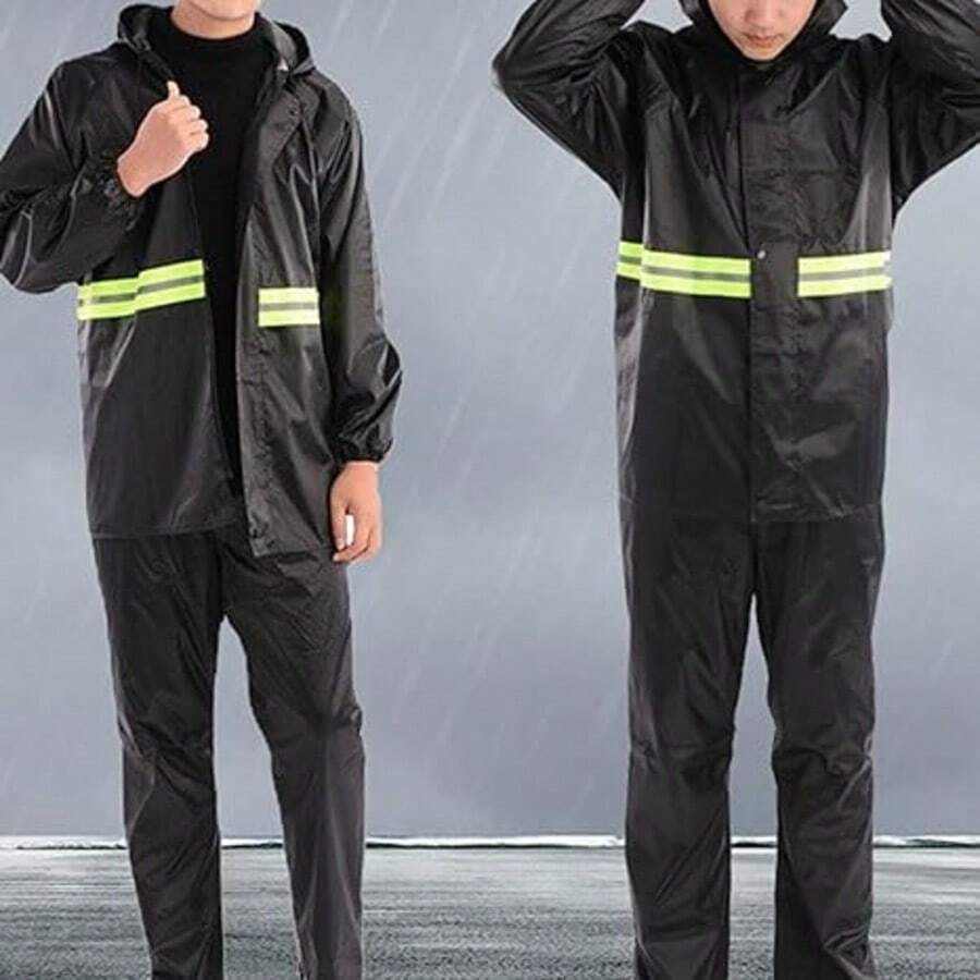 Women's Waterproof Rain Pants Outdoor Rain Jacket Set - Blue - View 1