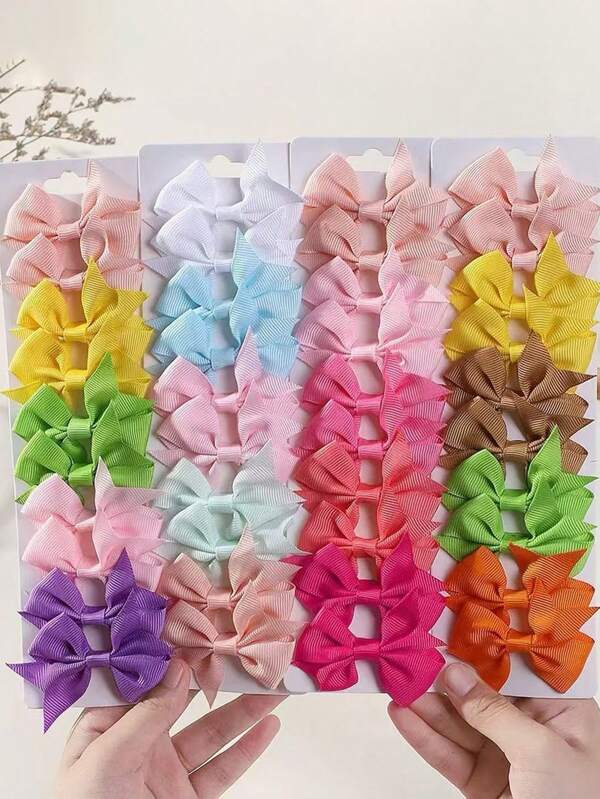 24Pcs Silky Satin Hair Bows Big Bow Hair Clips For Women Hair Ribbons Oversized Hair Ribbon Barrettes Metal Clips Bowknot Aesthetic Hair Accessorles