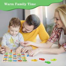 Magnetic Wooden Fishing Game For Toddlers,  Fish Catching Counting Games Puzzle With Numbers And Letters, Preschool Learning ABC Math Educational Toys 3 4 5 Years Old Girl Boy Kids