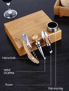 1 Set Personalized Wine Opener Set, Multi-Function Wine Opener Gift Box, Wine Opener Set, Customizable LOGO Wine Tool Box, Wine Opener, High-Quality Rosewood Gift Box Tool Set, Household Kitchen, Outdoor Party Supplies, Personal Custom Exclusive Wine Gift, Stylish, Fashion, Hipster, Casual, Minimal Chic - Multicolor - View 4