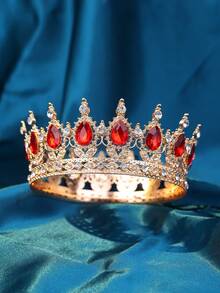 1pc Elegant Women Rhinestone Decor Crown Design Luxury Headband, For Decoration Royal Tiaras