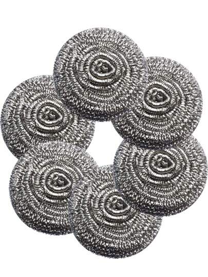 1/6/12pcs Stainless Steel Dish Scrubbing Brush, Metal Wool Scouring Pads, Flexible Scrub Pads For Cleaning Utensils, Pots, Pans, Grill And Sink