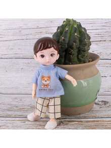 One Piece 6 Inches Cute Baby Dolls, Boy Model 13 Movable Joints Plastic Painted Eyes, For Children Girl Birthday Gift Toys