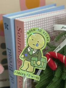 Pegatina de vinilo del "Hombre verde 'Obligado a trabajar'" - Adhesivo impermeable para portátiles, botellas de agua, fundas de teléfono y planificadores, útiles escolares, vuelta al colegio