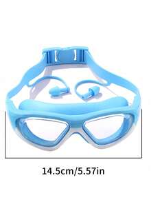 1 Pc Swimming Goggles With Earplugs, Professional Anti-Fog UV Protection Swim Goggles, No Leak Clear Wide Vision Water Goggles, Adjustable Pool Glasses For Adult Women Men, Summer Swim Training Gear