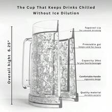 YUBeer Mugs For Freezer Double Wall Insulated Plastic Glasses Freezer Mugs 16 Oz Perfect Frozen Beer Mugs For Home Bar Accessories Gifts For Men 2 PackYU - Thông thoáng - Xem 2