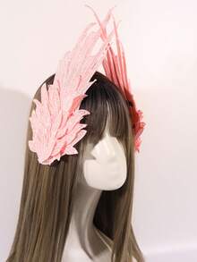 1 对超大洛丽塔羽毛黑白、粉色和粉蓝色刺绣边缘天使翅膀、恶魔翅膀配饰，适用于洛丽塔、万圣节、派对、角色扮演 DIY 头饰、发夹、道具