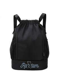 1pc Customized Embroidered Fitness Backpack, Unisex Oxford Cloth Bucket Bag, Large Capacity For Sports Items Storage, Multi-Functional Yoga Gym Bag For Basketball, Football, Portable Fitness Bag, Great Gift For Family, Friends, Valentine's Day, Christmas, Father's Day, Mother's Day, Personalized Birthday Present