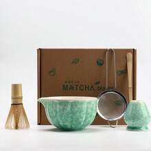 5pcs/Set Matcha Bowl Kiln Changing Ceramic Japanese Matcha Whisk Tool Kit, Matcha Set With Tea Powder Brush - Multicolor - View 7