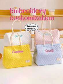 1pc Customized Thick Aluminum Foil Lunch Bag, Portable Insulated Cooler Bag With Multiple Pockets, Waterproof Handbag For Students, Office Workers, Outdoor Activities, Picnics - Suitable As Mother's Day, Valentine's Day, Nurses Day, Teacher's Day, Christmas, Back To School Gift, Women's Birthday Gift