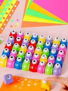 15 件/套图案打孔工具套件：5 个随机图案打孔器 + 10 张卡片，DIY 花卉印花打孔工具，学校用品，返校