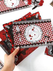 25pcs Vintage Poem Rose Series Composite Material Scrapbooking Paper, Suitable For Gift, Office, Home, Marking, Labeling, Classroom, Entertainment Toys, Student Journal, Creative Retro DIY Decor Stickers School Supplies, Back To School