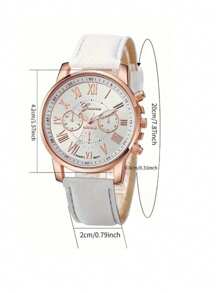 Juego de 6 relojes de moda, estuche de plástico redondo, correa de piel de poliuretano, adecuado para hombres y mujeres, regalo ideal para familia y amigos, Día del Padre, Día de la Madre