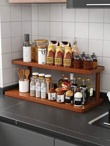 2 Ripiani in Bambù - Organizer Multifunzionale da Scrivania, Portaspezie da Cucina, Supporto per Dolci, Decorazione per la Casa, Portaoggetti per Gioielli, Organizer per Cosmetici - marrone - Visualizzare 1
