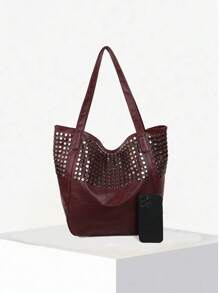 Dedoo Geantă de mână din piele moale 2024 nouă, geantă Joker, geantă de umăr simplă, design cu nituri, capacitate mare, geantă mare de damă, cumpărături, serviciu. Convenabilă pentru călătorii, suprafață lucioasă, imprimeu leopard