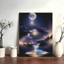 1 Stück Mystische Nachthimmel und Wasserfall Diamant Malerei Set, runde Acryl-Diamanten, Full Drill Stickerei Kunst Handwerk Bild von Strass Wand Dekoration, Rahmenlos