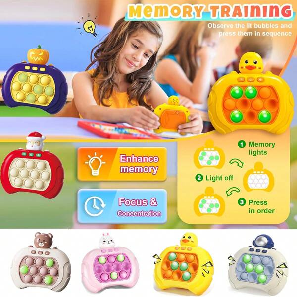 1 Peça Jogo de Iluminação Sensível à Pressão de Bolhas de Quique Rápido para Crianças, Brinquedo Sensorial Mini Portátil, Adequado para Meninos, Meninas, Adolescentes e Adultos como Brinquedo de Alívio do Estresse, Melhor Presente para Aniversário, Dia das Crianças, Halloween, Natal (Cor dos Acessórios Aleatória, Baterias Não Inclusas)