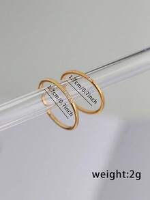 Tkool 2 件女士不锈钢超薄方晶锆石钻石戒指套装，适合女性日常佩戴 - 金黃色 - 查看 6