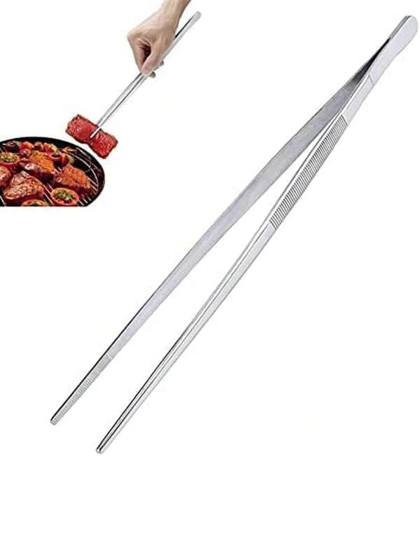 Stainless Steel Kitchen Tongs, Kitchen Tongs, 30 Cm Chef Tongs, Kitchen Tools, Precision Kitchen Tools, Long Straight Tweezers, Used For Cooking, Barbecuing And Cooking