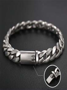 1 pièce Bracelet large chaîne cubaine plaqué argent sterling S925, style minimaliste polyvalent unisexe, pour la décoration quotidienne, cadeau pour la famille, les amis, le petit ami/la petite amie, la Saint-Valentin, Noël