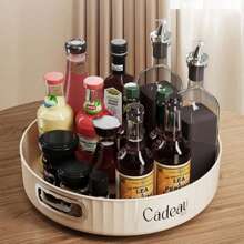 360Degree Rotatable Round Tray Countertop Multi Purpose Storage Tray Rotating Storage Rack Kitchen Storage Bathroom Organization