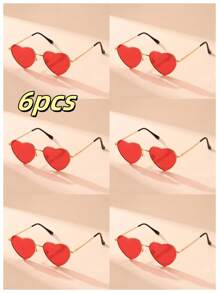 1pair, 2pair, 3pair, 6pair Women Metal Frame Heart-Shaped Fashion Fashion Glasses, Very Suitable To Express Love On Valentine's Day With These Colorful Heart-Shaped Glasses, Stylish And Sweet. Suitable For Valentine's Day, Beach, Outdoor Travel And Daily Accessories, For Summer Beach Vacation,Outdoor,Travel