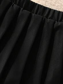 两件套女童休闲套装，包括蝴蝶结印花长袖上衣和纯色百褶裙，舒适时尚，适合户外、旅行和日常穿着。 - 灰色 - 查看 5