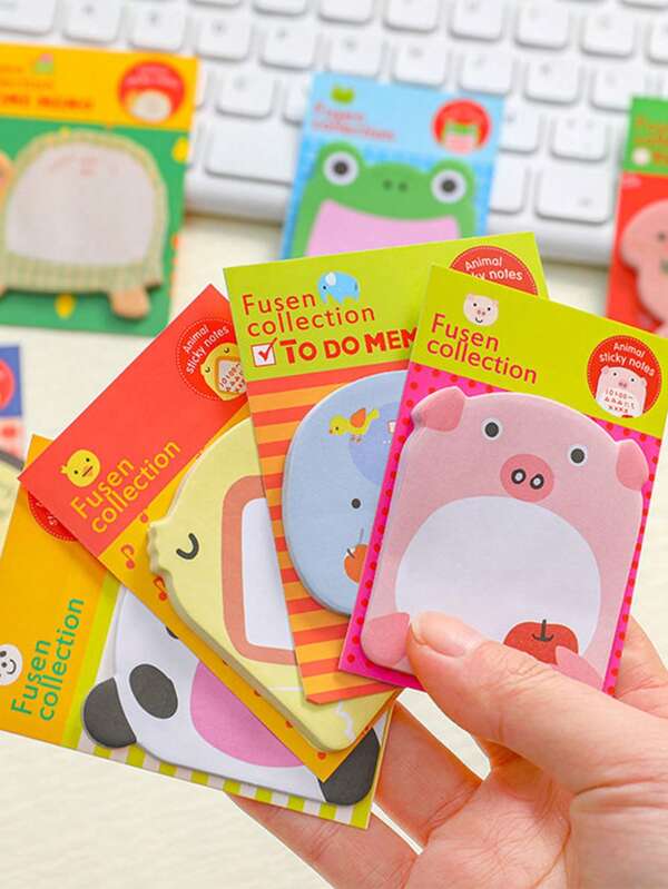4pcs/Set Random Creative Cute Cartoon Animal Memo Pads, Portable Tear-Off Student Gifts, Sticky Notes,For School Supplies,Back To School