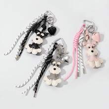 1pc Schnauzer Dog Lover Keychain, Includes Cute Schnauzer Pendant, Heart Charm And 2 Braided Hanging Strings, Suitable For Bag, Car And Festival Decoration Backpack For School Car Accessories Goth Y2k Christmas Gift Ideas Bag Accessories Lanyards With Id Holder Car Accessories Bag Charms Car Accessories Teacher Friend Sister