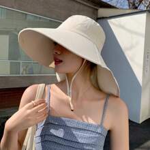 Ein Schal zum Schutz von Nacken und Sonne, ein Fischerhut für Frauen mit großer Krempe im Sommer, UV-Schutz und Gesichtsbedeckung, Outdoor Strand Sonnenschutz